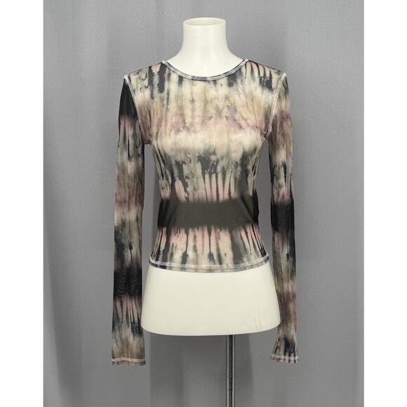 Urban Outfitters Tops - Urban Outfitters Shirt Womens Small Gray Womens Tie-Dye Mesh Top Y2K Cropped 90s